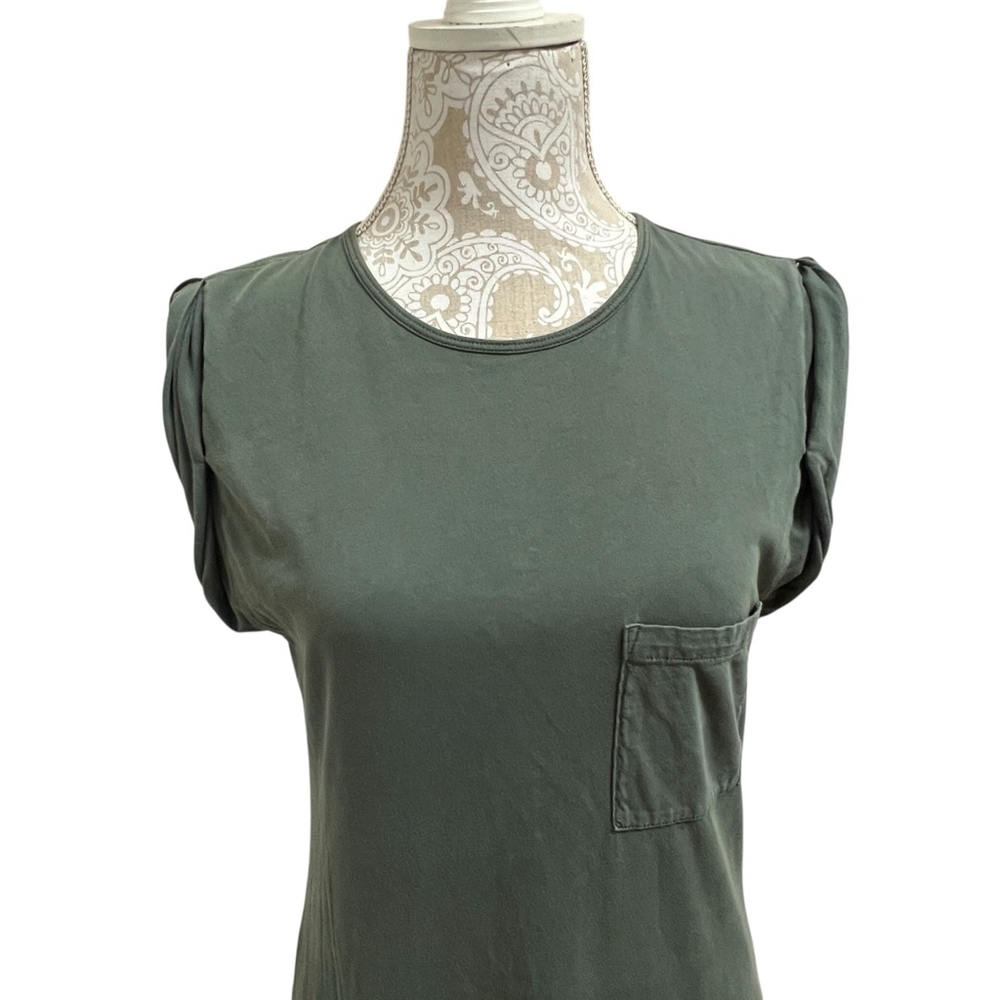 Theory Muscle P Maxi Dress Green Pima Cotton Sleeveless Tee Dress Women’s M - Picture 5 of 13